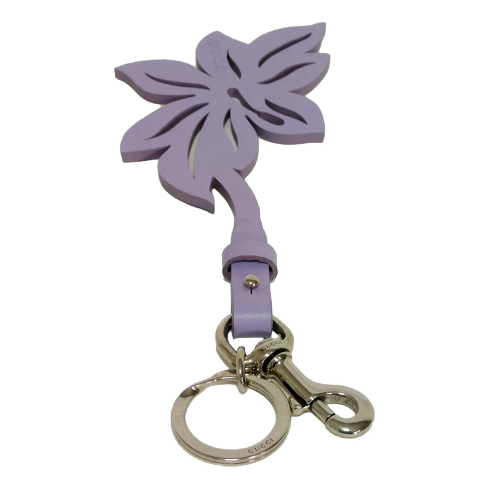 Gucci Leather Flower Keychain Charm Lilac